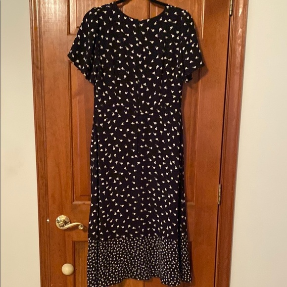 Talbots Black and White Ruffled V-Neck Midi Sundress - Picture 8 of 10